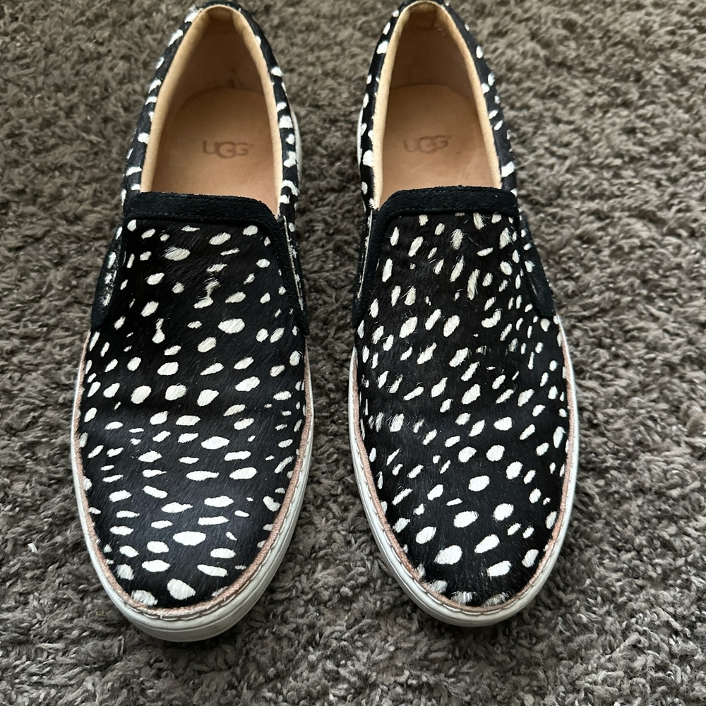 UGG Black and White Spotted Slip-On Shoes